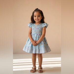 Pete + Lucy Adorable Blue Floral Kids Dress